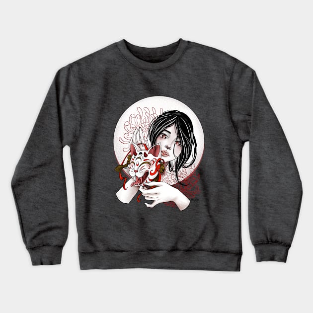 Kitsune Girl Crewneck Sweatshirt by Magda Chonillo